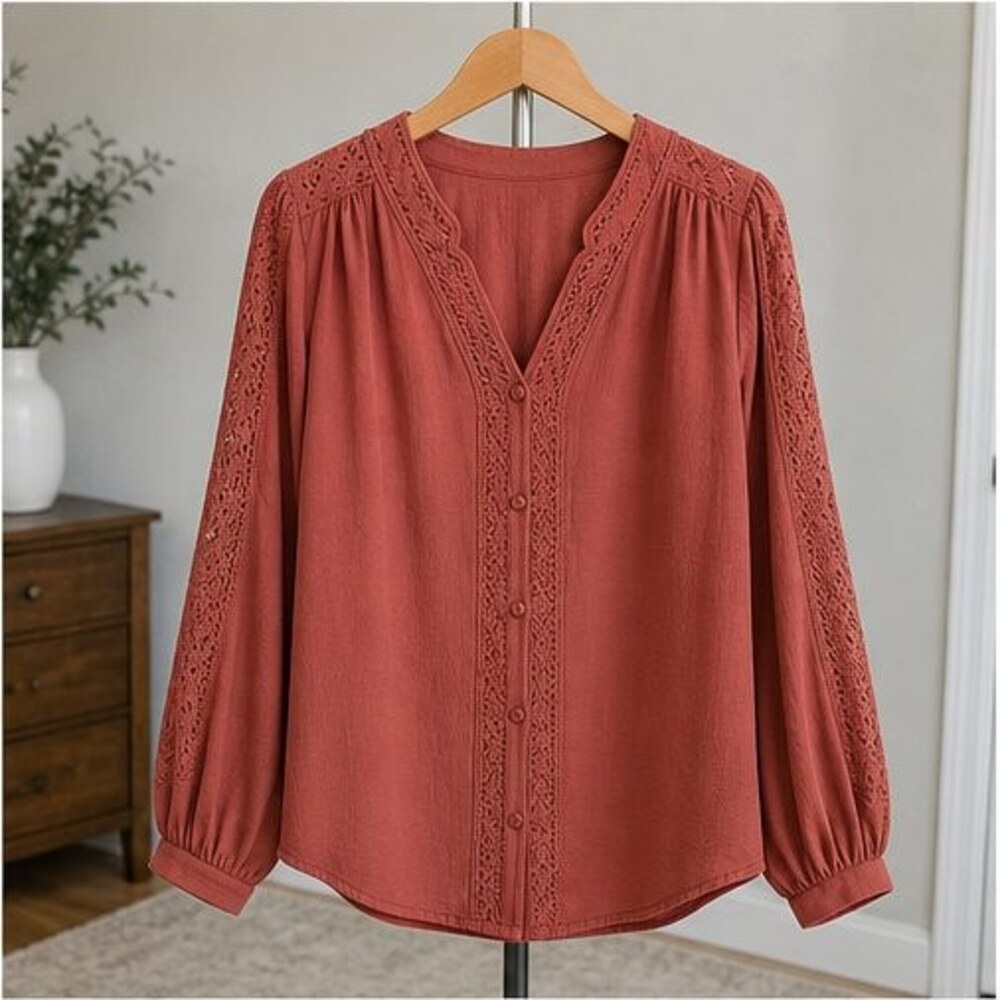 Rust V Neck Top